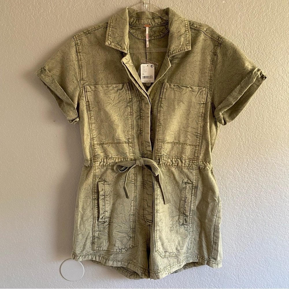 Free People Rhodes Chino Coverall Green
